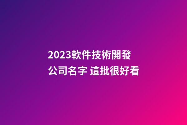 2023軟件技術開發公司名字 這批很好看-第1張-公司起名-玄機派